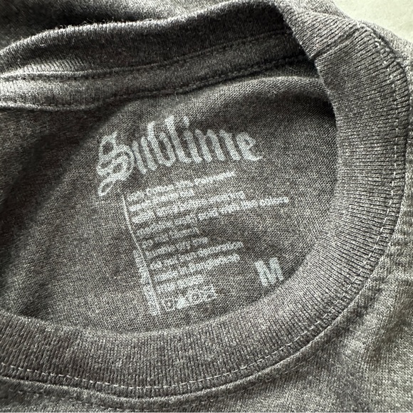 Sublime Charcoal Gray Sun Band Graphic Tee Size M - Picture 6 of 7